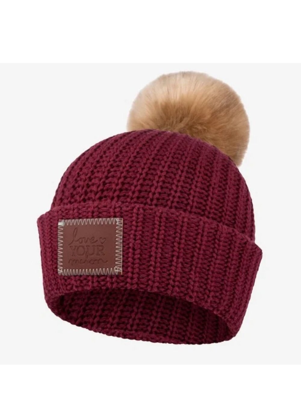 Love Your Melon | Burgundy Pom Beanie (NATURAL POM)
